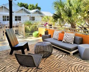 Seating area on deck of hotel